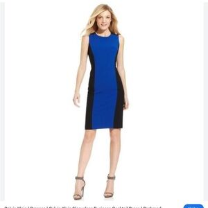 Calvin Klein Woman’s Blue & Black Velvet Midi Dress. Size 4.